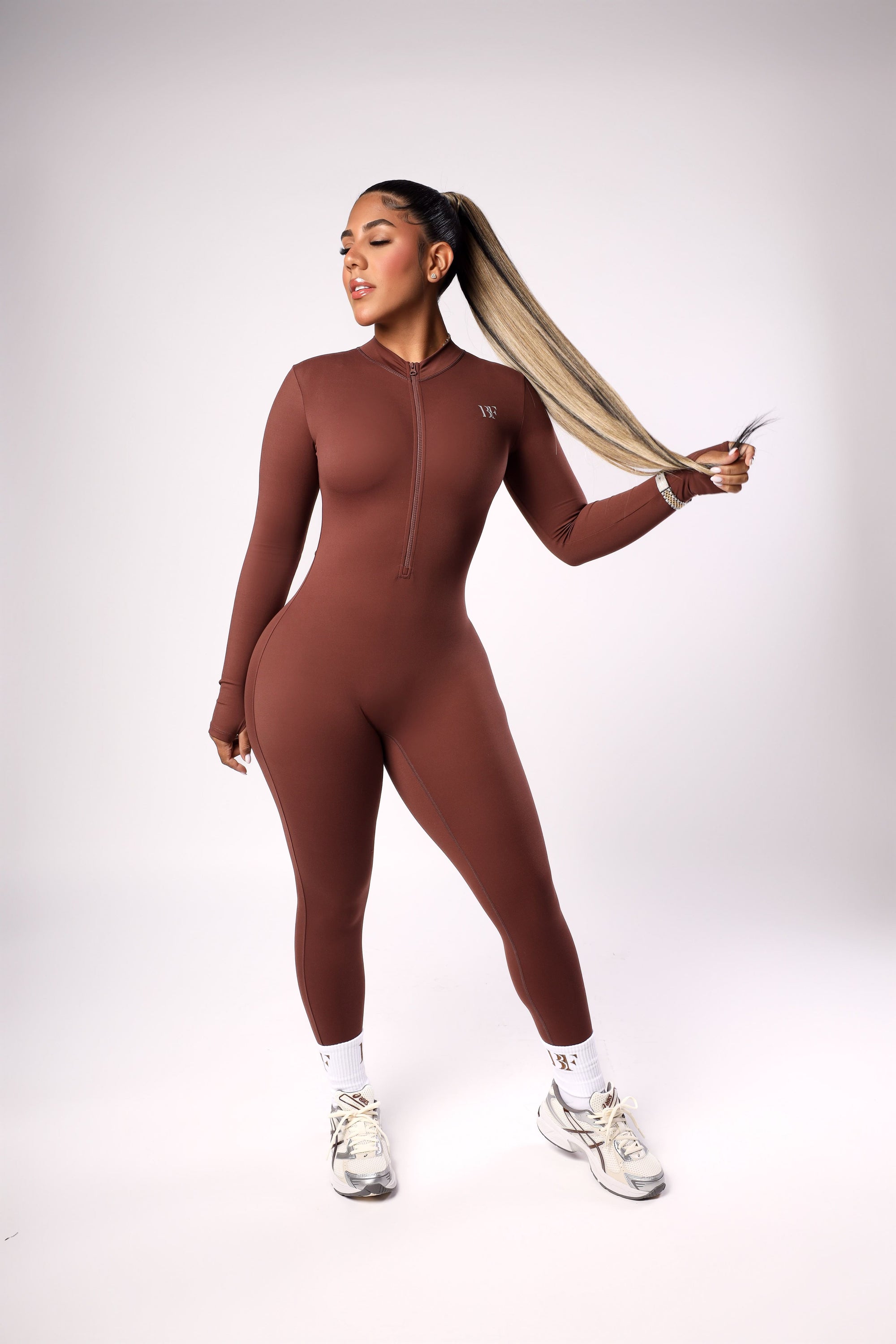 Brown Long Sleeve Jumpsuit