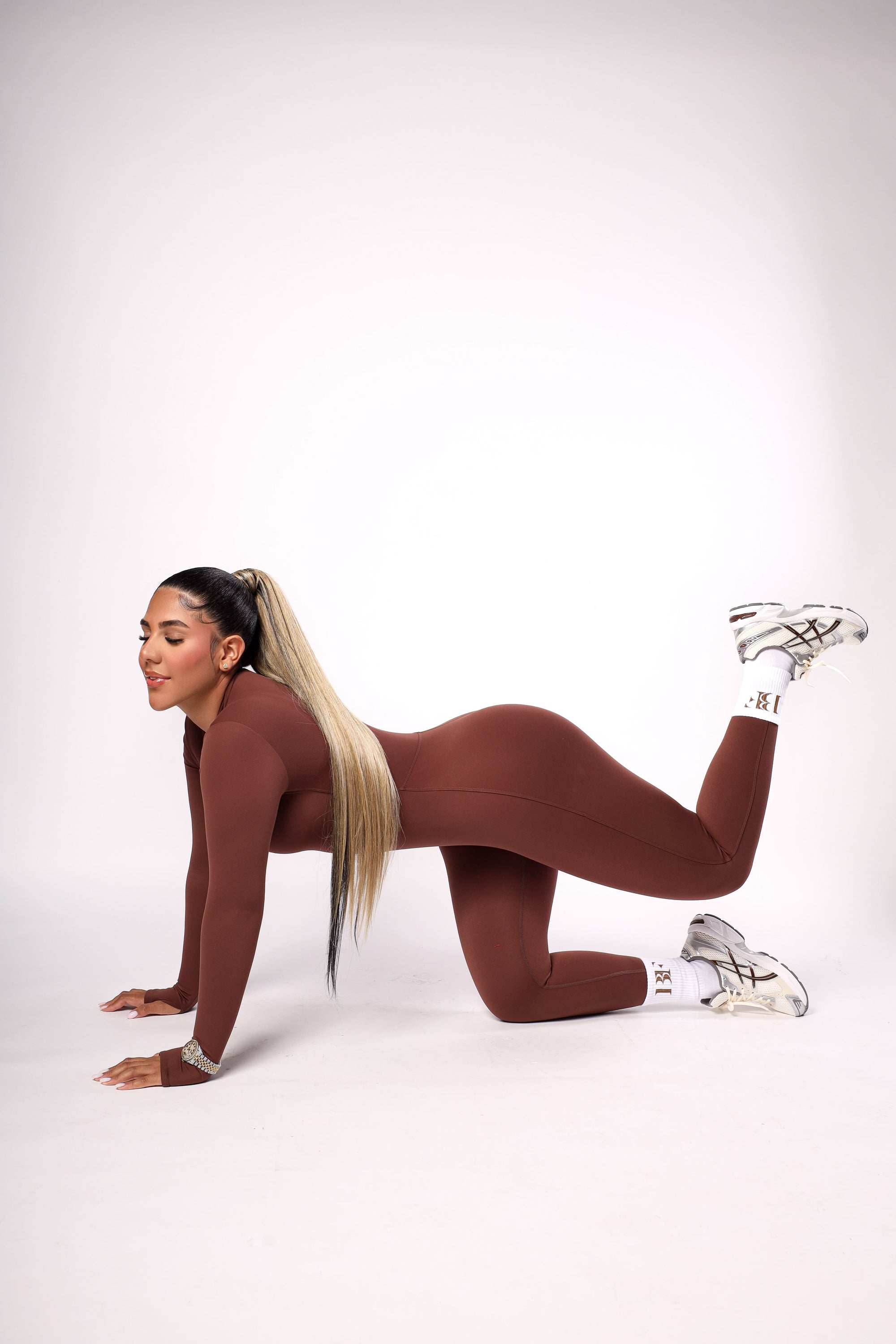 Brown Long Sleeve Jumpsuit