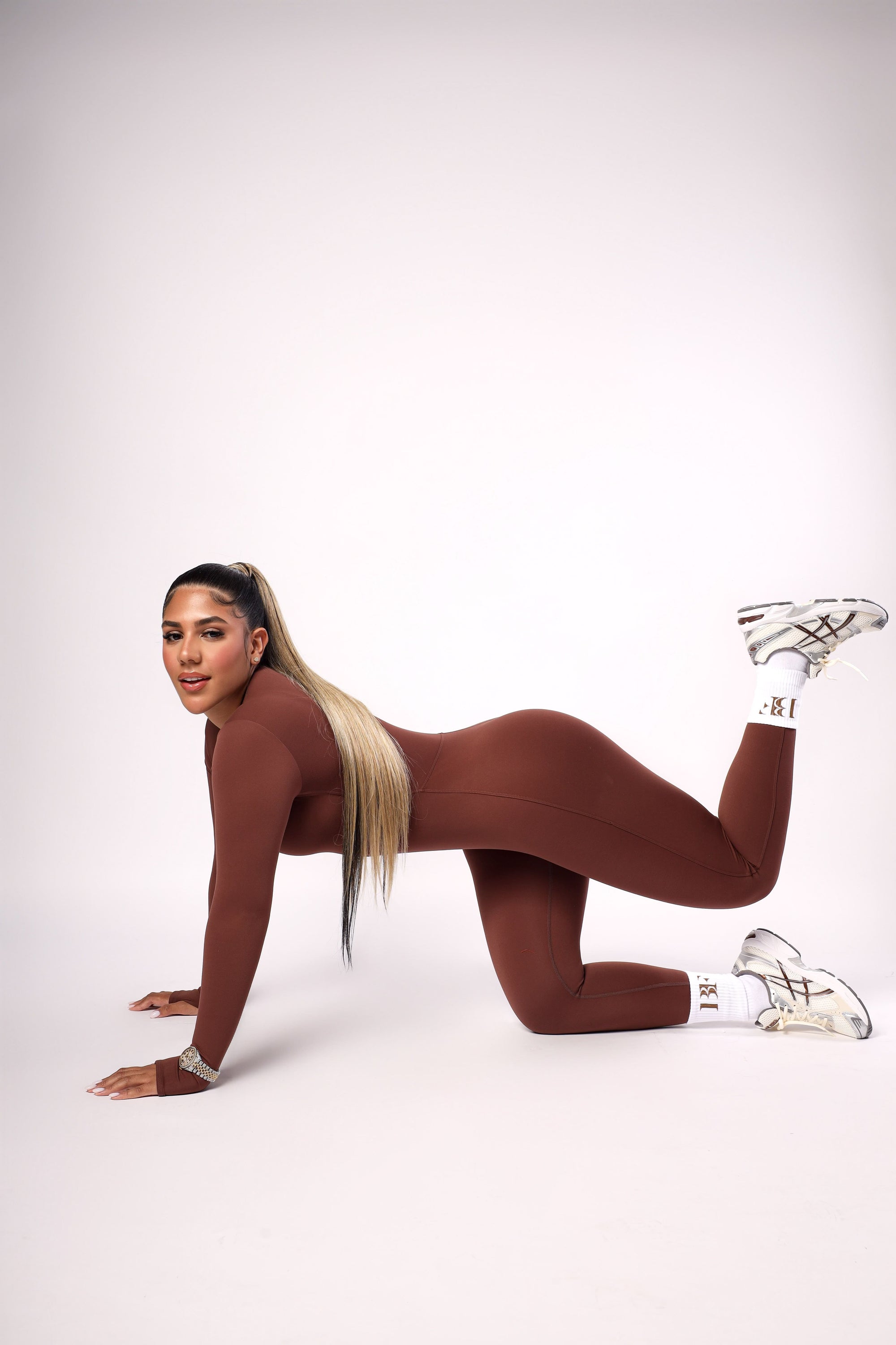 Brown Long Sleeve Jumpsuit