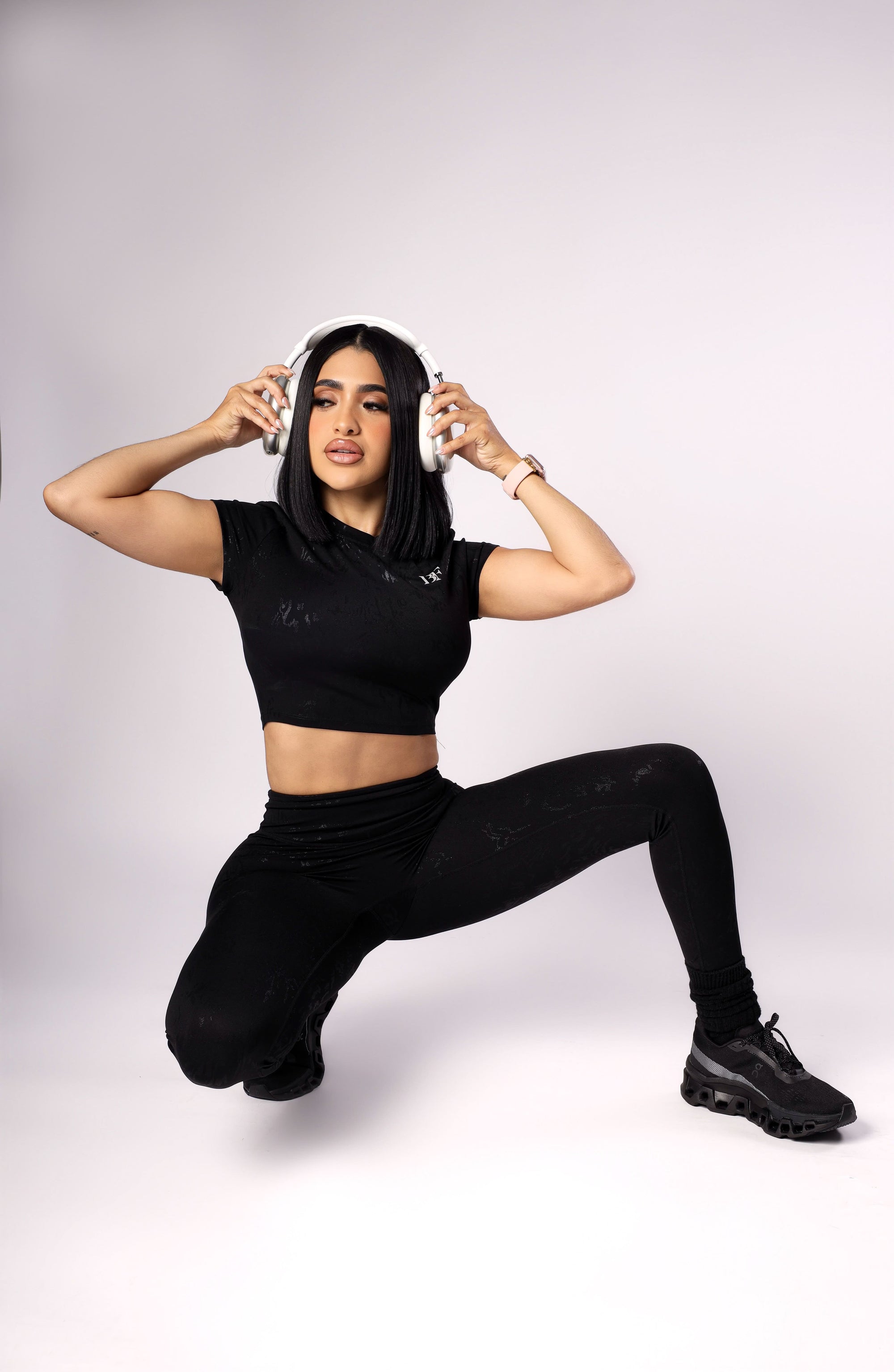 Black Basic Crop Top Set